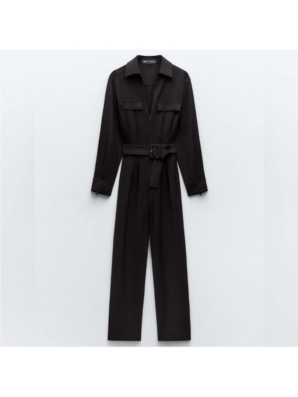 nwot zara belted crepe jumpsuit